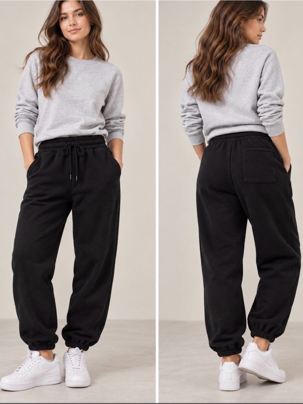 Women's Black Drawstring winter Thick and Intense Fleece Jogger Pants S